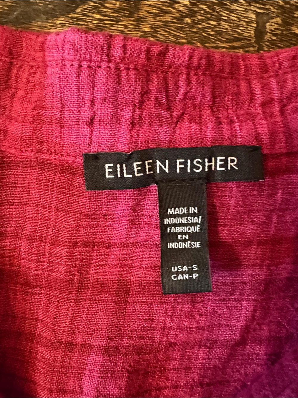 Eileen Fisher Sangria Plaid Organic Linen Sleeveless Shirt Dress Small - Picture 4 of 6